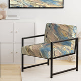 Summer Memories Abstract In White And Blue - Upholstered Modern Accent Chairs