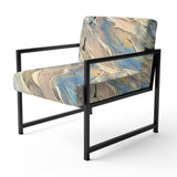 Summer Memories Abstract In White And Blue - Upholstered Modern Accent Chairs