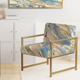Summer Memories Abstract In White And Blue - Upholstered Modern Accent Chairs