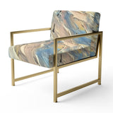 Summer Memories Abstract In White And Blue - Upholstered Modern Accent Chairs