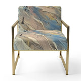 Summer Memories Abstract In White And Blue - Upholstered Modern Accent Chairs
