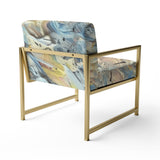 Summer Memories Abstract In White And Blue - Upholstered Modern Accent Chairs