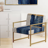 A Touch Of Gold And Kings Blue - Modern Arm Chair