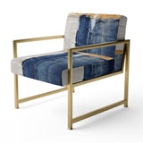 A Touch Of Gold And Kings Blue - Modern Arm Chair