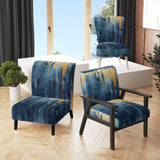 Fabric Of Time Abstract Blue And Gold - Modern Accent Side Chair