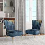 Fabric Of Time Abstract Blue And Gold - Modern Accent Side Chair