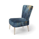 Fabric Of Time Abstract Blue And Gold - Modern Accent Side Chair