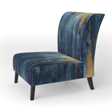 Fabric Of Time Abstract Blue And Gold - Modern Accent Side Chair