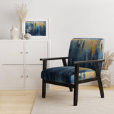 Fabric Of Time Abstract Blue And Gold - Modern Accent Side Chair