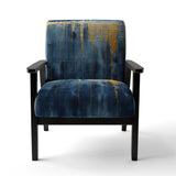 Fabric Of Time Abstract Blue And Gold - Modern Accent Side Chair