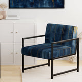 Fabric Of Time Abstract Blue And Gold - Modern Accent Side Chair