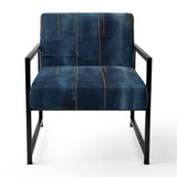 Fabric Of Time Abstract Blue And Gold - Modern Accent Side Chair