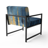 Fabric Of Time Abstract Blue And Gold - Modern Accent Side Chair