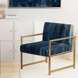 Fabric Of Time Abstract Blue And Gold - Modern Accent Side Chair