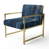 Fabric Of Time Abstract Blue And Gold - Modern Accent Side Chair