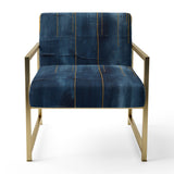 Fabric Of Time Abstract Blue And Gold - Modern Accent Side Chair