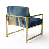 Fabric Of Time Abstract Blue And Gold - Modern Accent Side Chair