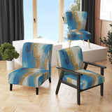 Sudden Sensuality Abstract Turquoise And Gold - Upholstered Modern Accent Chairs