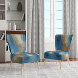 Sudden Sensuality Abstract Turquoise And Gold - Upholstered Modern Accent Chairs