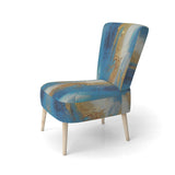 Sudden Sensuality Abstract Turquoise And Gold - Upholstered Modern Accent Chairs