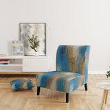 Sudden Sensuality Abstract Turquoise And Gold - Upholstered Modern Accent Chairs