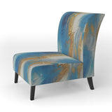 Sudden Sensuality Abstract Turquoise And Gold - Upholstered Modern Accent Chairs