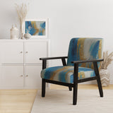 Sudden Sensuality Abstract Turquoise And Gold - Upholstered Modern Accent Chairs