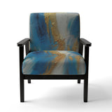 Sudden Sensuality Abstract Turquoise And Gold - Upholstered Modern Accent Chairs