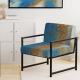 Sudden Sensuality Abstract Turquoise And Gold - Upholstered Modern Accent Chairs