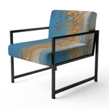 Sudden Sensuality Abstract Turquoise And Gold - Upholstered Modern Accent Chairs