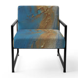 Sudden Sensuality Abstract Turquoise And Gold - Upholstered Modern Accent Chairs