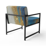 Sudden Sensuality Abstract Turquoise And Gold - Upholstered Modern Accent Chairs