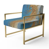 Sudden Sensuality Abstract Turquoise And Gold - Upholstered Modern Accent Chairs