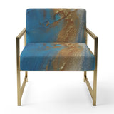 Sudden Sensuality Abstract Turquoise And Gold - Upholstered Modern Accent Chairs