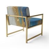 Sudden Sensuality Abstract Turquoise And Gold - Upholstered Modern Accent Chairs