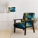 Rough Love Slavic Abstract Painting Yellow Blue - Modern Arm Chair