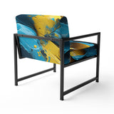 Rough Love Slavic Abstract Painting Yellow Blue - Modern Arm Chair