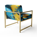 Rough Love Slavic Abstract Painting Yellow Blue - Modern Arm Chair