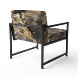 Dreams Of Abundance Black And Gold - Modern Accent Slipper Chair