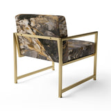 Dreams Of Abundance Black And Gold - Modern Accent Slipper Chair