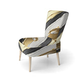 Waves Of Midnight Passion Abstract Black Gold - Modern Arm Chair