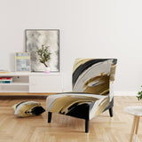 Waves Of Midnight Passion Abstract Black Gold - Modern Arm Chair