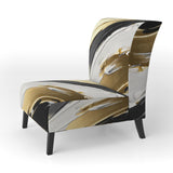 Waves Of Midnight Passion Abstract Black Gold - Modern Arm Chair