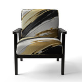 Waves Of Midnight Passion Abstract Black Gold - Modern Arm Chair