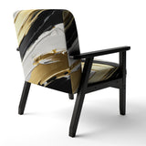 Waves Of Midnight Passion Abstract Black Gold - Modern Arm Chair