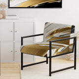Waves Of Midnight Passion Abstract Black Gold - Modern Arm Chair