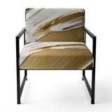 Waves Of Midnight Passion Abstract Black Gold - Modern Arm Chair