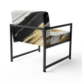 Waves Of Midnight Passion Abstract Black Gold - Modern Arm Chair