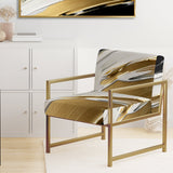 Waves Of Midnight Passion Abstract Black Gold - Modern Arm Chair