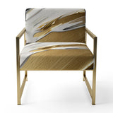 Waves Of Midnight Passion Abstract Black Gold - Modern Arm Chair
